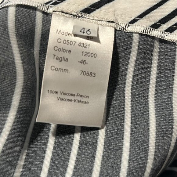 Maria Grazia Severi White Women's 46 Trouser Black White‎ Striped Viscose Slit - Picture 7 of 11